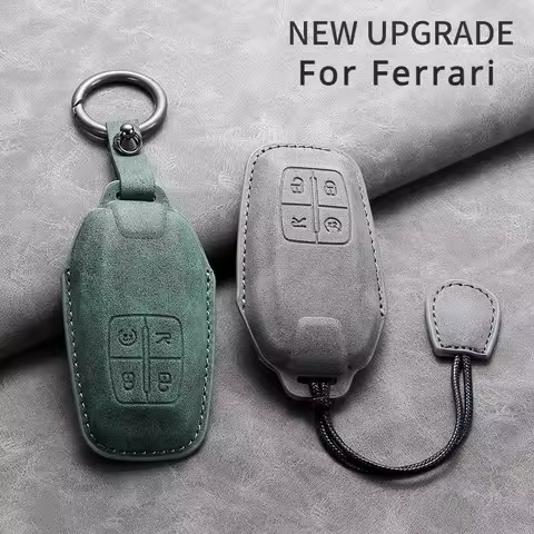 Leather Car Remote Key Case Cover for Ferrari F430 488 458 F12 Roma 812 F8 Auto Key Shell Fob Protec