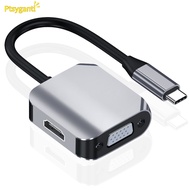 Ptsygantl 2 In 1 USB C To HD Multimedia Interface VGA Adapter 4K HD Cable Multi Monitor Adapter For Laptop Flash Drive PC