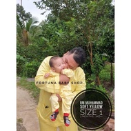 >TELUK BELANGA SOFT/LIGHT YELLOW< Baju Melayu Sedondon Ayah Anak Warna Soft/Light Yellow