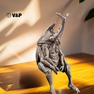 V&P Antique Brass Realistic Beetle Sculpture Dual Horned Beetle Figurine With Intricate Detailing Ca