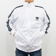 JAKET ADIDAS FIREBIRD PUTIH LIST HITAM SIZE M L XL XXL XXXL - TRACKTOP ADIDAS SAMBA - JAKET RUNNING 