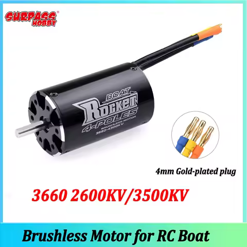 Surpass Hobby Rocket RC 3660 2600KV/3500KV Brushless Sensorless Motor 4 Pole 5mm Shaft for RC Boat 8