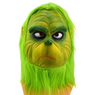 NEW New Christmas Easter Horror Mask Geek Grinch Latex Mask Hood Cosplay Green Hair Geek Grinch Scar
