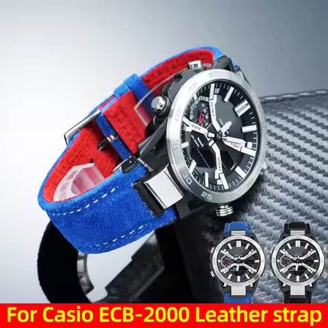 For Casio EDIFICE series 5698 ECB-2000/EFS-S641 suede leather watch strap ECB-2000YD/HR/PB notch cow