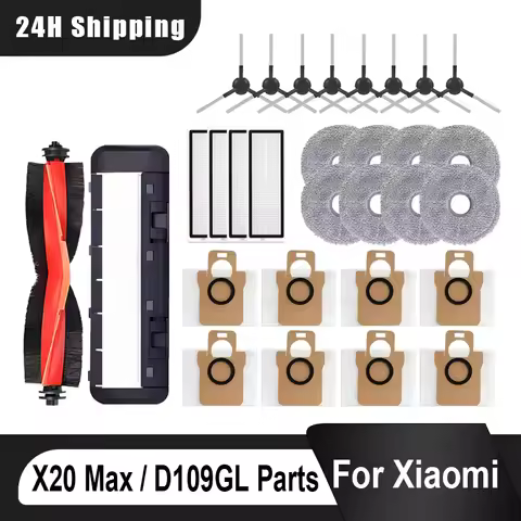 For Xiaomi Robot Vacuum(X20 Max/D109GL)Parts Accessories Main Brush Side Brush Hepa Filter Mop Cloth