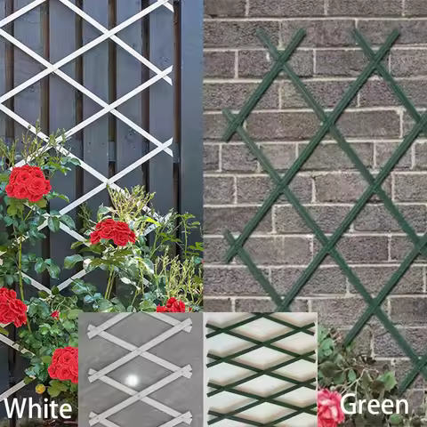 Expandable Garden Trellis, Thickened Plastic Lattice Fence Retractable Plant Support for Climbing Pl
