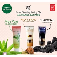 SYB Glowing Peeling Gel 130ml  Aloevera, Milk & Snail, Charcoal - Gel Eksfoliasi Wajah - Glowing Pee