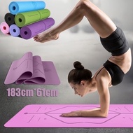 TPE Yoga Mat with Position Line Non Slip Pilates Mat with Alignment Lines Carpet Mat For Beginner