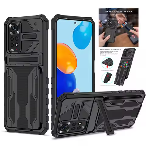 Luxury Wallet Card Slot Case For Xiaomi Redmi Note 11 11S 11E Pro 4G 5G Shockproof Armor Holder Stan
