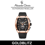 Alexandre Christie AC-6608MCRRGBA Men Black Dial Black Rubber Strap Chronograph Watch