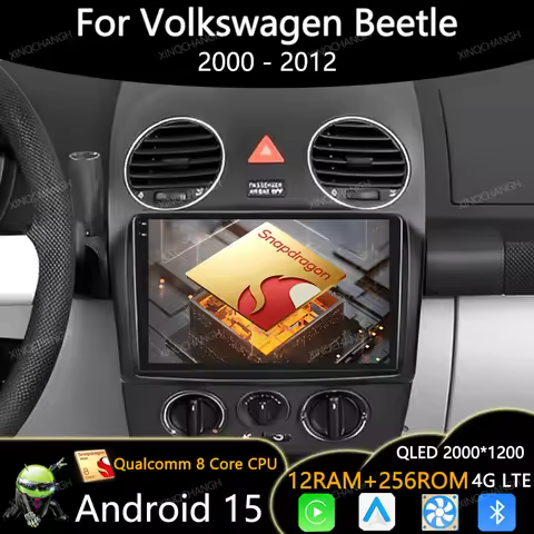Android 15 Car Radio For VW Volkswagen Beetle 2000 - 2012 Qualcomm BT Carplay Auto GPS 4G LTE 5G WIF