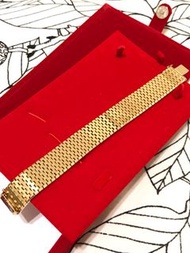 法國購入正品老件 高純度黃金 鍍金寬版古董手鍊/ 錶帶式手鏈