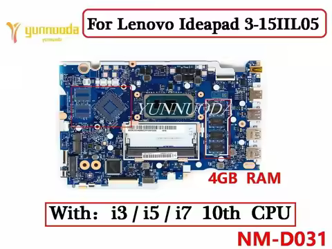 NM-D031 For Lenovo IDEAPAD 3-15IIL05 Laptop Motherboard With i3 i5 i7 CPU 4GB RAM GS454 GS554 GV450 