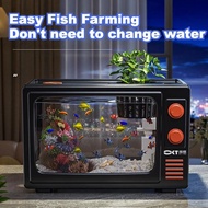 Kit TV Design Fish Tank 3.5 Gallon Aquarium Desktop Fish Tank 3Gal Desktop Aquarium with 3-in-1 USB 