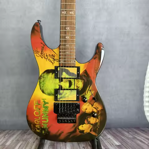Custom Shop Kirk Hammett Signature KH-2 Karloff The Mummy Rare Electric Guitar Black Hardware