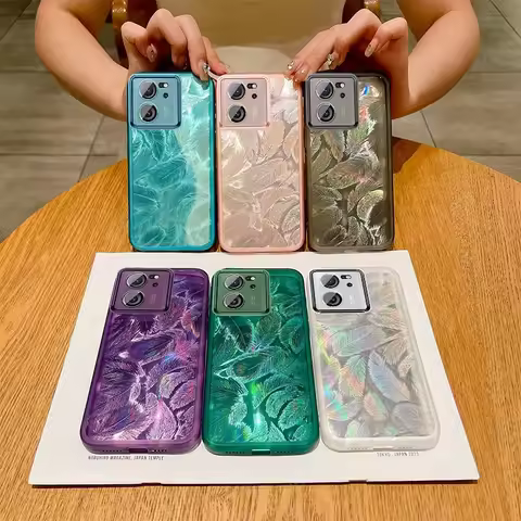 For Xiaomi Mi 13t Pro 13 T 12 Lite 12x 12t 11t Glitter Feather Pattern Silicone Soft Case Mi13t Mi12