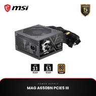 MSI MAG A650BN 650W ATX 3.1 PCIE5 III PSU - Power Supply 650 Watt 80+ Bronze