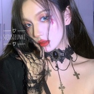 Black choker necklace with 3 mysterious crosses