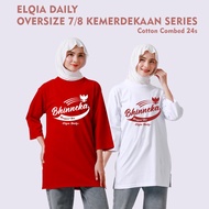 MERAH ELQIA Independence Day T-Shirt 17 August Oversized TunicWanita Cotton Combed 24s - Red and Whi