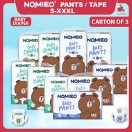 ♫Carton SaleNOMIEO Diapers Tape Pants S M L XL XXL XXXL bundle of 3 Baby disposable diapers☆