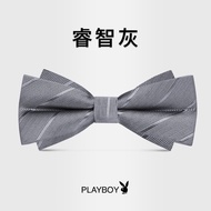 Playboy bow tie men's formal suit gray solid color groomsmen wedding wedding British Korean bow tie 〖WYUE〗