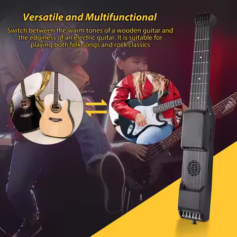 7 Frets Smart Electric Guitar Silent Practice Digital Tuner Metronome Function Pocket Portable Folk 