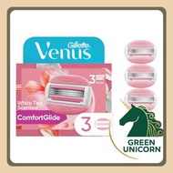Gillette 吉列 - 吉列 維納斯Gillette Venus ComfortGlide 3片裝女士除毛刀頭|極薄五層刀片|白茶香氛|內置潤滑凝膠條|刮鬍替換刀|適用於所有吉列維納斯剃毛刀|刀頭