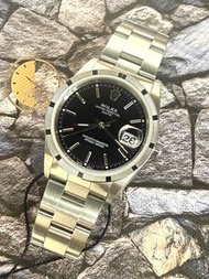 🌈🌈新返貨啦🌈🌈 ROLEX  Oyster Perpetual Date 15210 34mm ✨經典黑面 🖤引擎轉轉紋外圈 🔗連原裝鋼蠔式錶帶 ⚡自動機芯 淨錶 💎狀態一流 🌟VU3277（廣華街