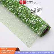 Kain Tile Salju / Snow Wrapping Paper Snowflake Polimesh / 1 Rol Kain Tile Salju Paper Buket Bunga
