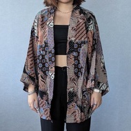 印尼蠟染輕薄涼爽和服罩衫 NAKURA - 磚紅 - NAK001