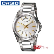 Casio Standard นาฬิกาข้อมือผู้ชาย สายสแตนเลส รุ่น MTP-1370D-7A2VDF (หน้าเงิน/ขีดทอง)