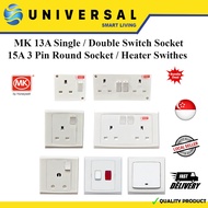 [SG SHOP SELLER] MK 13A Single / Double Switch Socket 15A 3 Pin Round Socket / Heater Swithes / big 