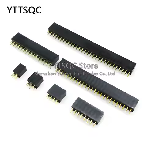 10pcs 2.54mm Double Row Straight Female 2-40P Pin Header Socket Connector 2x2/3/4/5/6/7/8/9/10/12/15