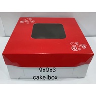 Cake Box Red and cake board size: 9x9x2, 9x9x3, 9x9x4 inches. 10pcs/pack sold per pack.