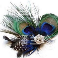 Feather Jewelry Peacock Feather Headdress Peacock Feather Hairpin Show Wedding Jewelry Headdress-Xia