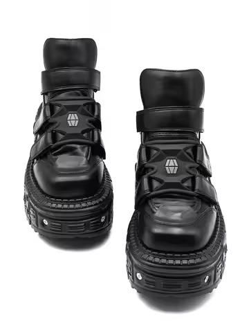 2026 New Punk Style Women Shoes Lace-up Heel Height 6CM Platform Shoes Woman Metal Decor Woman Sneak