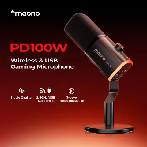 MAONO PD100W Wireless USB Dynamic Microphone Cardioid Microphone with One-Touch Mute Noise Reduction