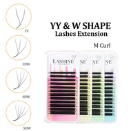 Lashine 12 Rows M Curl YY Lashes W Shape Eyelash Extension 3DW 4DW 5DW Lashes Premade Fan Lash Exten
