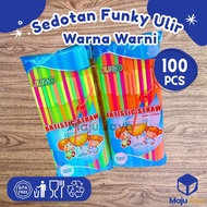 Maju Funky Colorful Thread Straws Colorful Spiral straw/s Colorful Striped straw/s 100 pcs Colorful 
