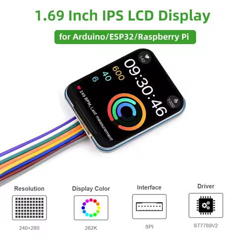 1.69 Inch LCD IPS Screen 240×280 SPI Interface 262K Colors ST7789V2 Display Module for Arduino ESP32