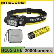 Nitecore HC65 UHE 2000 Lumen Heavy Duty Metal Headlamp, USB-C Rechargeable with White, Red, and Read