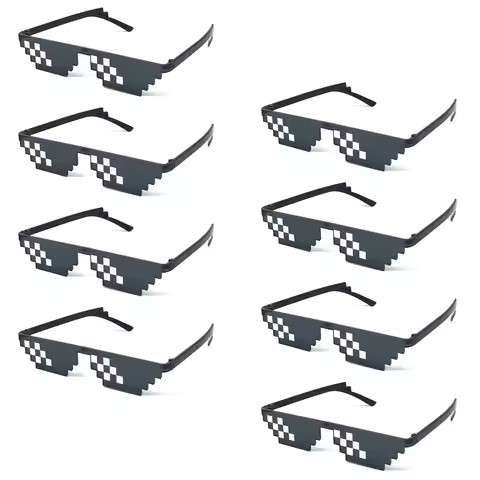 Lovatfirs Thug Life Sunglasses 8 Pack Pixelated Mosaic Party Glasses Black Red Pink Yellow Blue for 
