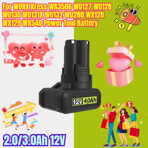 2.0/3.0Ah 12V for WORX Kress WA3506 WU127 WU128 WU130 WU131X WU132 WU280 WX128 WX129 WX540 Power Too