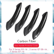 [G V W E] ABS Carbon Fiber Outside Exterior Door Handle Protector Cover Trim for 5 6 7 Series F07 F1