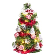 [特價]摩達客 1尺裝飾聖誕樹(銀鐘糖果球系)+LED20燈銅線燈(暖白光)(USB電池兩用充電)