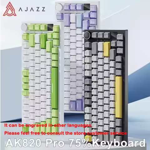 Ajazz Ak820 RGB Tri-Mode Gaming Mechanical Keyboard 82 Key Bluetooth 2.4GHz Wireless Gamer Keyboard 