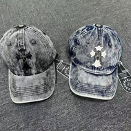 Chrome Hearts Fashion Cross New Washed Retro Baseball Cap Denim Knitted Hole Sunshine Baseball Cap S