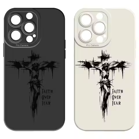 JESUS Cross Phone Case for iPhone 17 AIR 16 15 14 13 Pro 12 11 Pro Xs X XR Max Silicone Soft TPU Cas