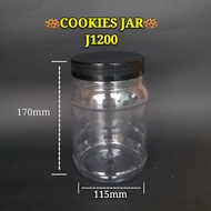Pet Container J1200 ( Black Cap)  Round Shape / Cookies Container 1200ml / Pet Jar J1200  alike "SPT