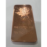 10 oz Ten Troy Ounces Maple Leaf .999 Fine Copper Bullion Bar Cu Element 10oz (Black spot)